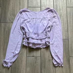 Free People Purple Crop Tie Front Blouse thumbnail 6