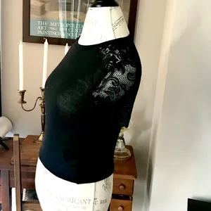 Divided by H&M Black Lace Sleeve T Shirt Sz S thumbnail 2