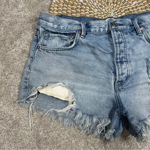 Free People We The Free Jean Mini Short Distressed Cut Off Button Fly Size 30 thumbnail 3