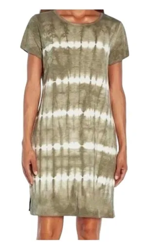 Gap Tie Dye T-Shirt Midi Dress Green Size XL Boho Casual Neutral Vacation Cute thumbnail 1