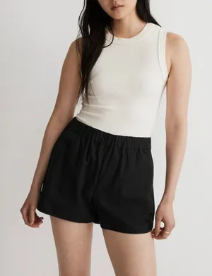 Madewell‎ | Cotton Viscose Pull-On Casual Lounge Shorts in Almost Black thumbnail 1