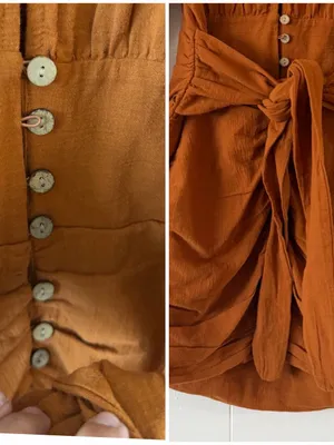 Free People The Only One Mini Dress M Rust Orange Ruched Open Back Boho thumbnail 6