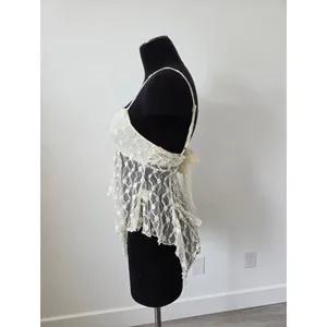 Nectar Lace Top Ivory Cream Fairy Festival Angel Coquette Sheer Y2K 90s Small thumbnail 3