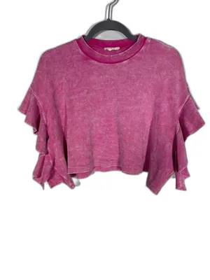 Altar’D State Womens Nessa Flutter Sleeve Top Blouse Waffle Medium thumbnail 2