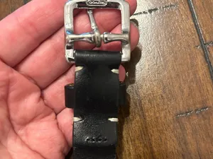 Women’s Coach Black Genuine Leather Belt Horsebit Buckle Silver Tone Approx. 35” thumbnail 3