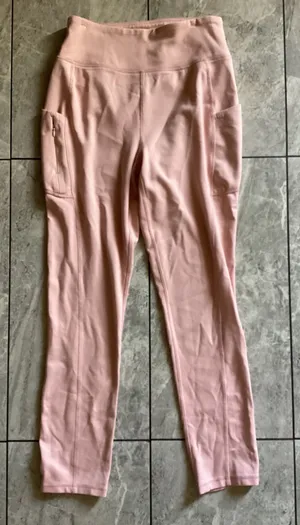 Jaanuu Womens High Waisted Yoga Scrub Pants Blush Pink Cargo Zipper Pocket M thumbnail 1