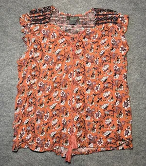 Natural Reflections Women's Floral Smocked Blouse, Size L thumbnail 1