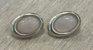 Authentic Rose Quartz Sterling Silver Earrings Pink thumbnail 1