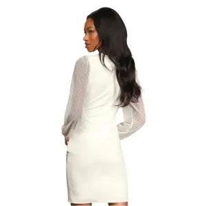 Lulus Love That Lasts Forever Ivory Balloon Sleeve Bodycon Mini Dress NWT thumbnail 2