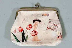 Light Pink Pastel Fashion Tulips Flowers Floral Coin Purse Pouch Bag Wallet Cardholder 🌷✨ thumbnail 1