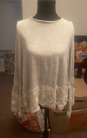 Altar'd State Light Gray Knit Top thumbnail 1