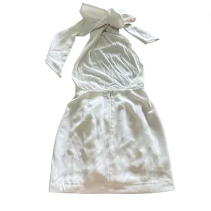 Sau‎ Lee Patsy Backless Mini Dress Size 6 US Ivory Halter Crepe Bow Sash thumbnail 9