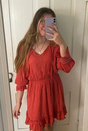 She & Sky BNWT rust quarter sleeve dress thumbnail 2