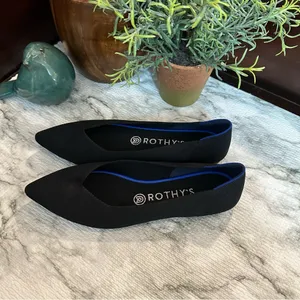 Rothy’s Women's The Point Flats Size 8W Black Blue Knit Slip On Shoes thumbnail 3