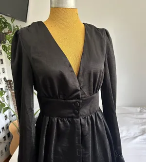 Nasty Gal Just a Touch of Your Love Satin Midi Dress in Black thumbnail 2