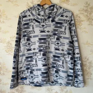 KAVU Bella Coola Fleece Pullover Hoodie Gray Southwestern Gorpcore Granola Girl thumbnail 5
