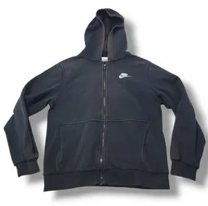 Nike Sweatshirt Size Large Full Zip Up Hooded Sweatshirt Embroidered Logo Faded Fading Black thumbnail 1