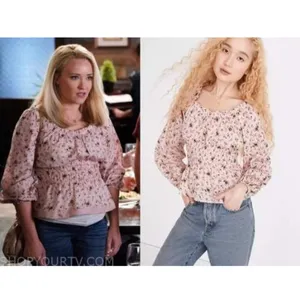 Madewell Sophia Top Bouquet Floral XS Pink Smocked Puff Sleeve Cottage Ruffle‎ thumbnail 5