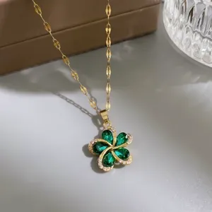 18K Gold Plated Crystal Flower Pendant Necklace for Women,Flower Necklace thumbnail 1
