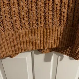 Aerie Cable Oversized Knit Stretch Sweater Quarter 1/4 Zip Soft Tan L thumbnail 8