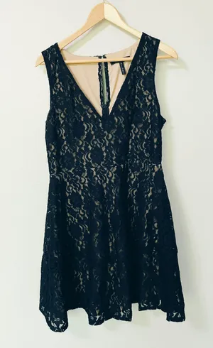 BCBG Maxazria Black Lace Dress - Size Large thumbnail 1