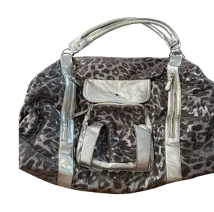 Revolution Y2k Bratz Silver Metallic Leopard‎ Print Hobo Shoulder Gym Bag Large thumbnail 1