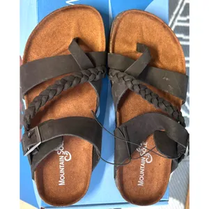 Mountain Sole Womens Leather Footbed Sandals Black size 7 thumbnail 4