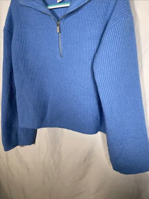 H&M Womens Blue Half Zip Sweater Small thumbnail 3