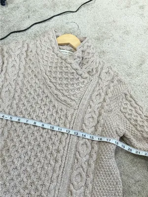Boston Irish 100% New Merino Wool Asymmetrical Side Zip Cable Knit Sweater L thumbnail 9