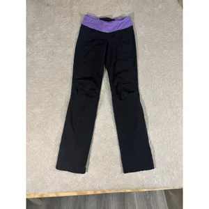 Lululemon Womens Pants Straight Leg Mixed Material Pull On Black Size 4 Thick thumbnail 2