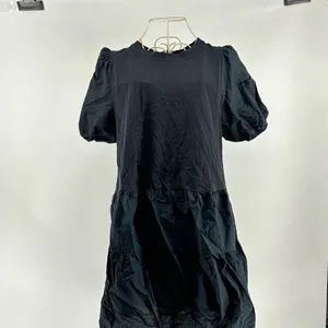 Zara Black 100% Cotton Puff Sleeve Mini Dress Crew Neck Size Medium thumbnail 6