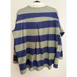 Free People We The Free Peyton Rugby Tee Blue/Green Stripe Women's Size Small‎ thumbnail 2