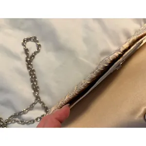 Champagne Satin‎ Pleated Rhinestone Evening Clutch Bag with Chain Strap Womens thumbnail 6