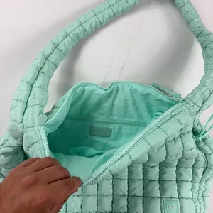 Iris & Rainbow Shoulder Bag Womens Large Green Quilted Puffer Zip Pockets thumbnail 7