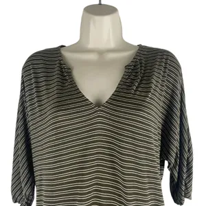 Soft Joie 3/4 Dolman Sleeves V Neck Striped Casual Top Green Size XS thumbnail 3