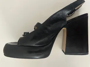 Leather Platform Slingback Block Heels size 38 Black thumbnail 8