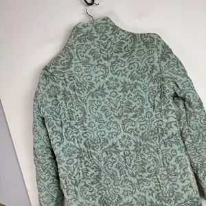 Antik Batik Cotton Velvet Quilted Paisley Print Jacket Coat Sz Small Seafoam thumbnail 10