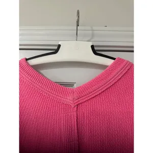 Aerie Wonder Texture V-Neck Sweatshirt | Small pink thumbnail 6