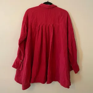 Free People Hot Pink Oversize Boho Button Down Shirt Loungewear Minimalist Small thumbnail 6