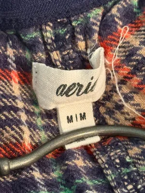 Aerie Flannel Cargo Skater Pajama Pant in Navy Plaid thumbnail 4