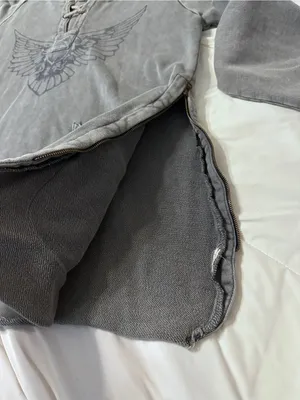 We The Free Women's Gray Lace-Up Hooded Pullover Hoodie - Size L thumbnail 8