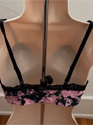 Jenni Intimates Pink & Black Lace trim Bralette, size S boho adjustable strap thumbnail 2