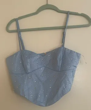 Sparkly Crop Top Blue thumbnail 1
