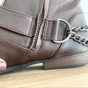 Zara TRF Brown Pointed Booties with Chain Detail thumbnail 6