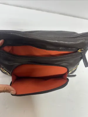 Women's Dark Brown Leather Shoulder Bag with Gold Accents thumbnail 10