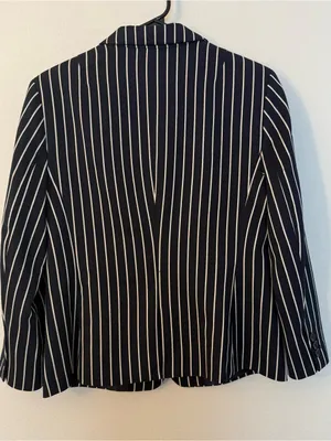 Banana Republic Black Blazer with White Pinstripes thumbnail 7