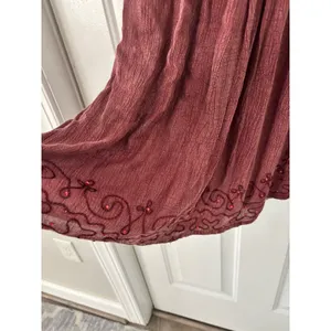 Lapogee Womens 2X Burgundy Crinkle Sequin Embroidered Boho Tunic‎ Tank Top thumbnail 3