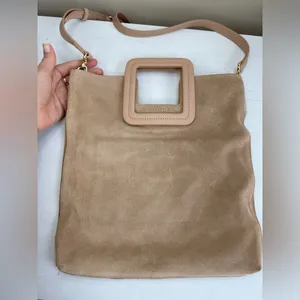 TMRW STUDIO Blush Milo Fold Over Suede Bag Crossbody Top Handle Anthropologie thumbnail 8