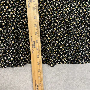 Madewell Top Womens Small Black Floral Print Tiered Ruffle Sleeve Cottage Button thumbnail 6