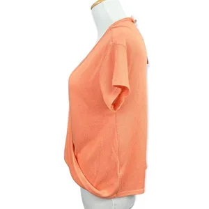 Free People We The Free Hoffman Crossover Faux Wrap Light Knit Top Melon XS NWT thumbnail 3